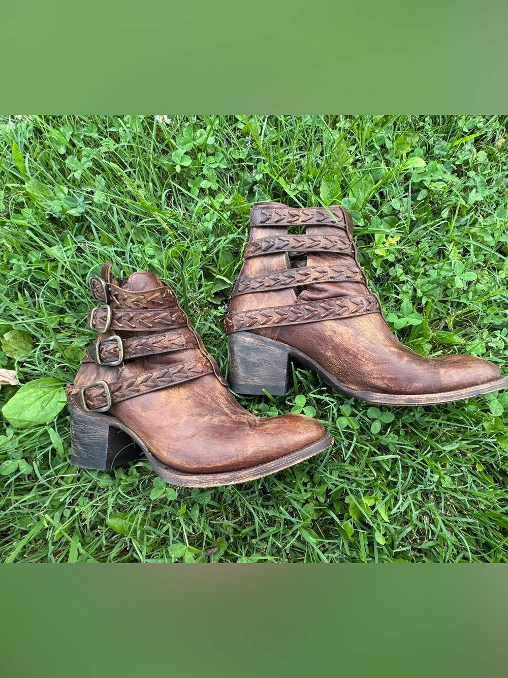 Old Gringo Amsterdam 8” Distressed Leather Buckle Ankle Boots